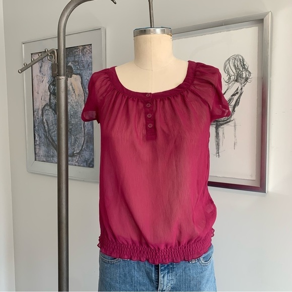 Max Love Silk Blend Sheer Top Women’s Small Pink Y2K - Picture 4 of 7